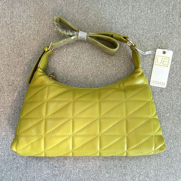NWT Urban Expressions Bodhi Quilted Vegan Leather Shoulder Purse Bag in Citron - Picture 4 of 14